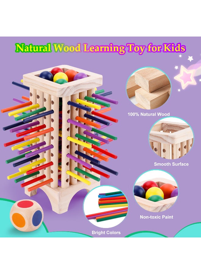 TFiOXL ألعاب لوحية خشبية من مونتيسوري للأطفال، 42 قطعة من أعواد النرد الملونة، لعبة المهارات الحركية الدقيقة، ألعاب مونتيسوري للأطفال من سن 3 سنوات فما فوق، هدية تعليمية للبنات والأولاد - Image 4