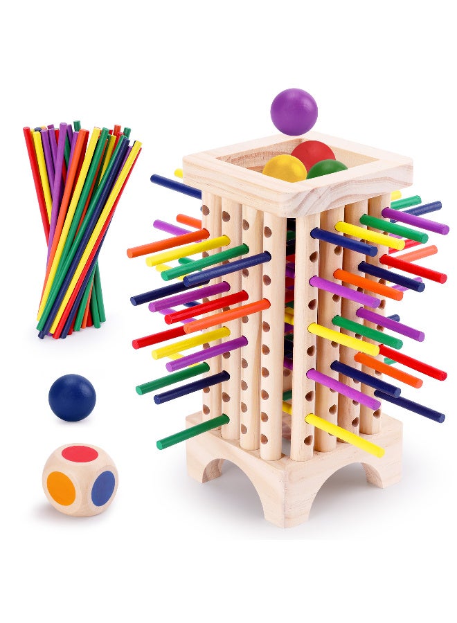 TFiOXL ألعاب لوحية خشبية من مونتيسوري للأطفال، 42 قطعة من أعواد النرد الملونة، لعبة المهارات الحركية الدقيقة، ألعاب مونتيسوري للأطفال من سن 3 سنوات فما فوق، هدية تعليمية للبنات والأولاد - Image 2