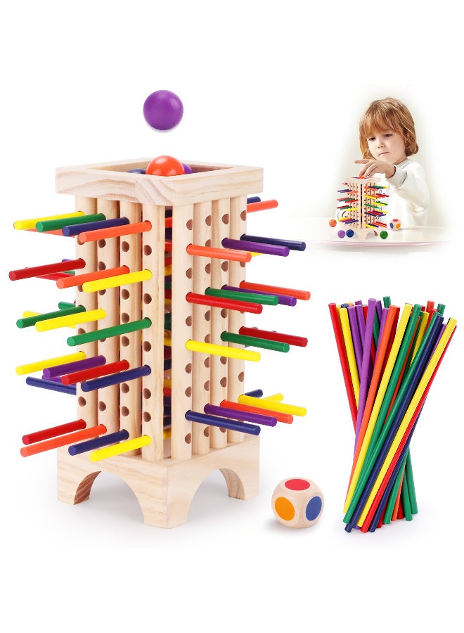 TFiOXL ألعاب لوحية خشبية من مونتيسوري للأطفال، 42 قطعة من أعواد النرد الملونة، لعبة المهارات الحركية الدقيقة، ألعاب مونتيسوري للأطفال من سن 3 سنوات فما فوق، هدية تعليمية للبنات والأولاد - Image 1