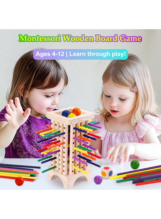 TFiOXL ألعاب لوحية خشبية من مونتيسوري للأطفال، 42 قطعة من أعواد النرد الملونة، لعبة المهارات الحركية الدقيقة، ألعاب مونتيسوري للأطفال من سن 3 سنوات فما فوق، هدية تعليمية للبنات والأولاد - Image 5