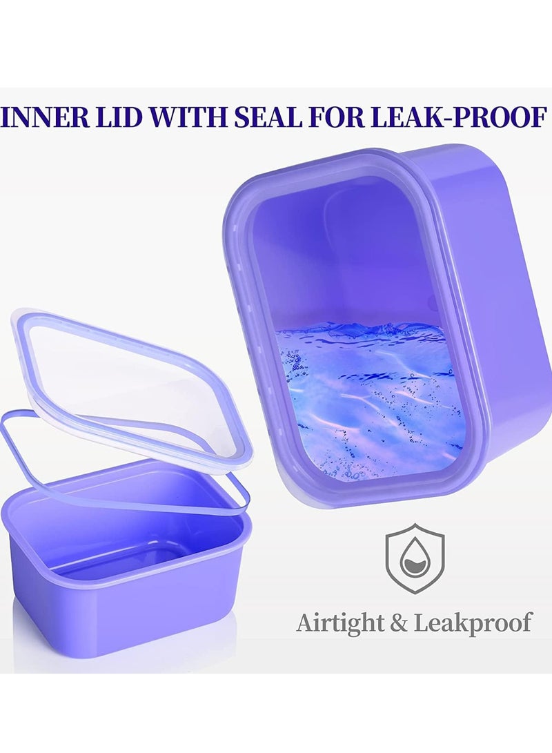 Adult Kids Lunch Box Insulated Bento Bento Box with Cutlery 1260ML 3 Compartment Divided Lunch Container with Lid Leak Proof (Plastic Purple) - Image 4