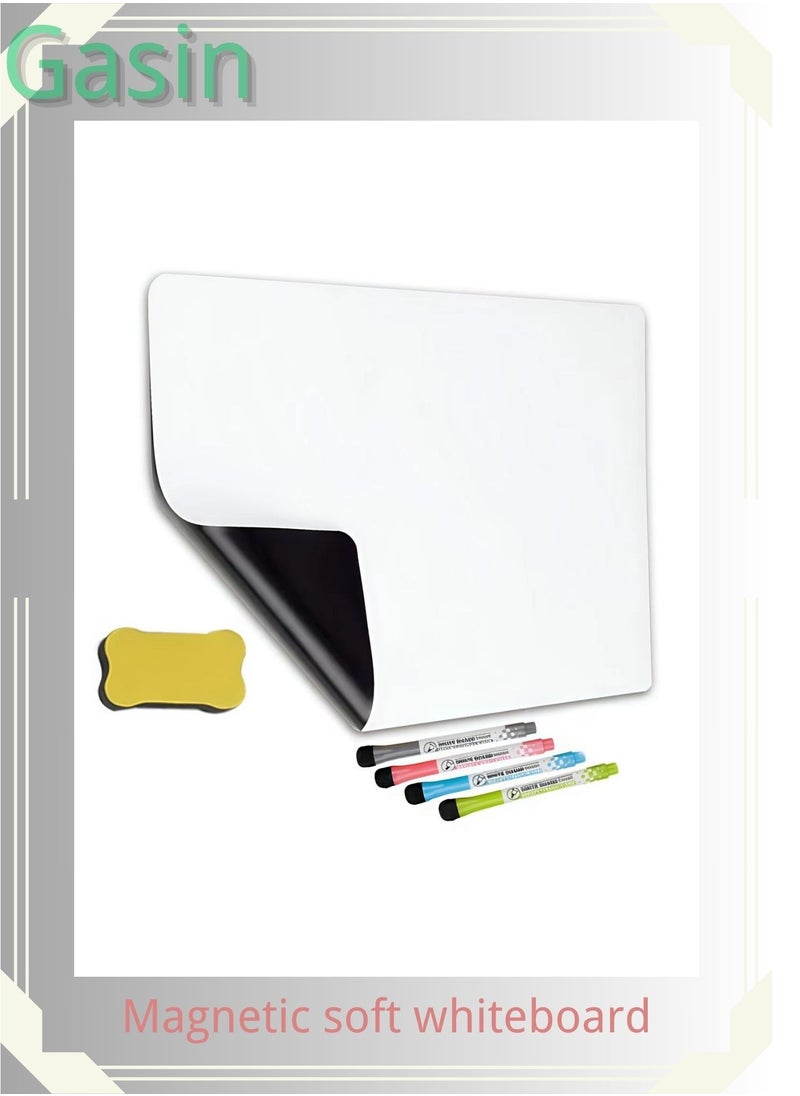 Gasin - Magnetic Soft Whiteboard – Thickened Self-Adhesive Blackboard Wall Sticker with 3 Pens & 1 Eraser, Reusable for Household, Children's Drawing, Office Writing, and School Learning - Image 1