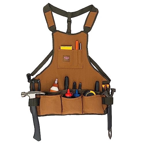 Bucket Boss mens Tool,adjustable,work Tool Bag, Brown, 16 pockets US - Image 3