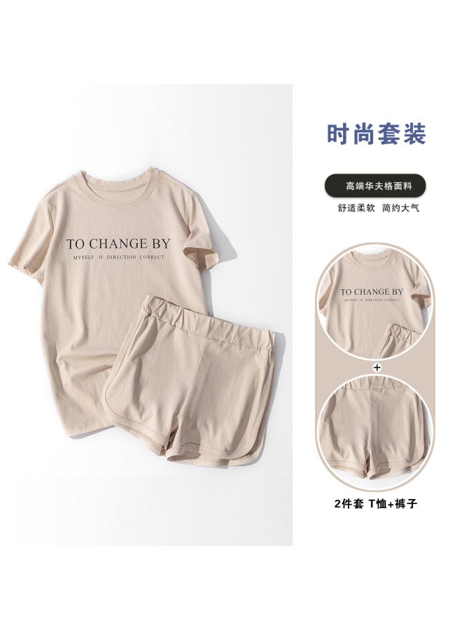 Jeanswest طقم أزياء نسائي 2025 صيفي حضري غير رسمي تي شيرت ضيق مطبوع عليه حروف وشورتات - Image 2