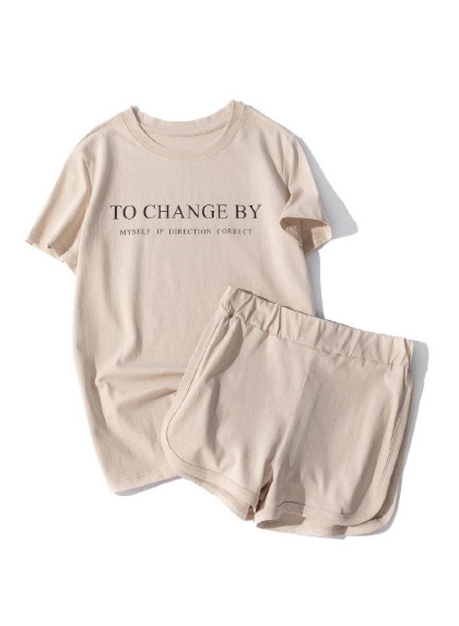 Jeanswest طقم أزياء نسائي 2025 صيفي حضري غير رسمي تي شيرت ضيق مطبوع عليه حروف وشورتات - Image 1