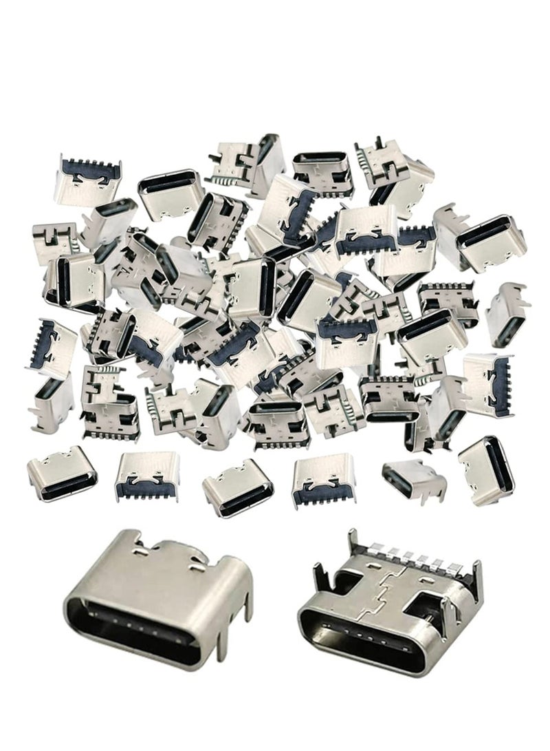 SYOSI 100 قطعة من موصلات مقبس USB أنثى صغيرة، 6 دبابيس USB 3.1 أنثى 180 درجة منفذ شحن نوع C أنثى لإصلاح محول بديل  - Image 1