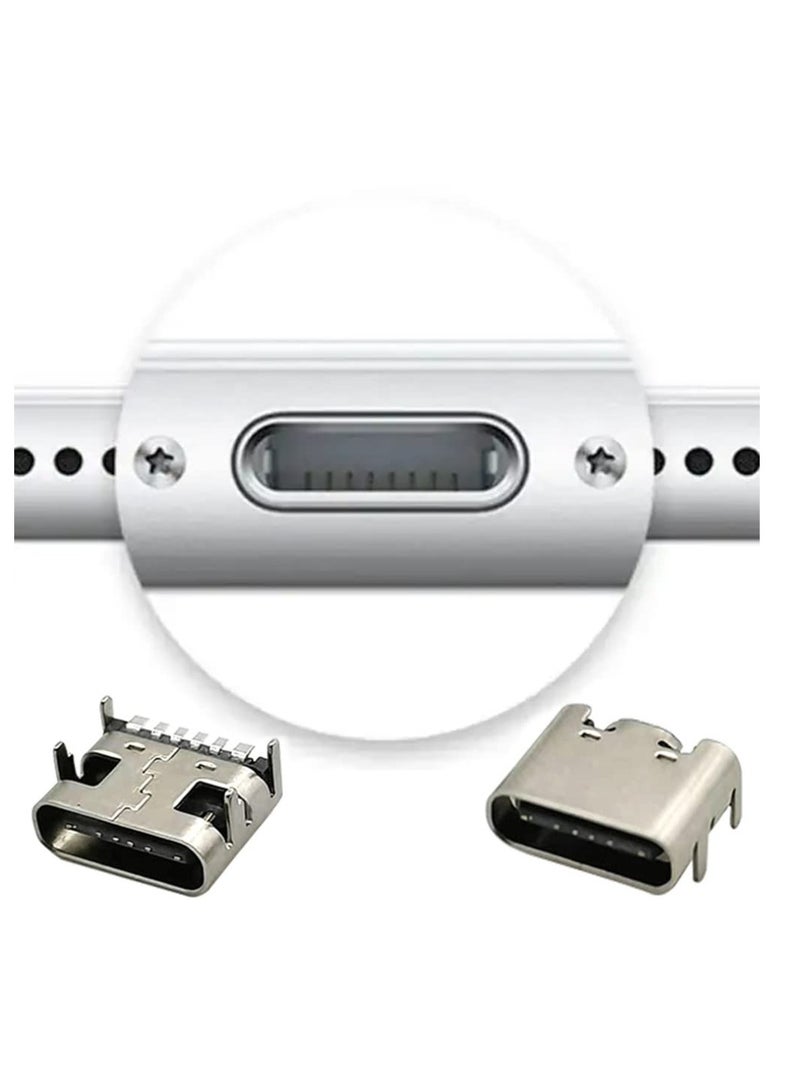 SYOSI 100 قطعة من موصلات مقبس USB أنثى صغيرة، 6 دبابيس USB 3.1 أنثى 180 درجة منفذ شحن نوع C أنثى لإصلاح محول بديل  - Image 4