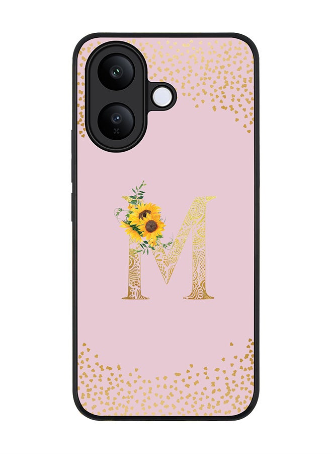 For vivo V60 Lite 5G / V60 Lite 4G Case,Slim fit Camera Protection, Shockproof Thin Phone cover  - Custom Floral Monogram - M  (Pink )