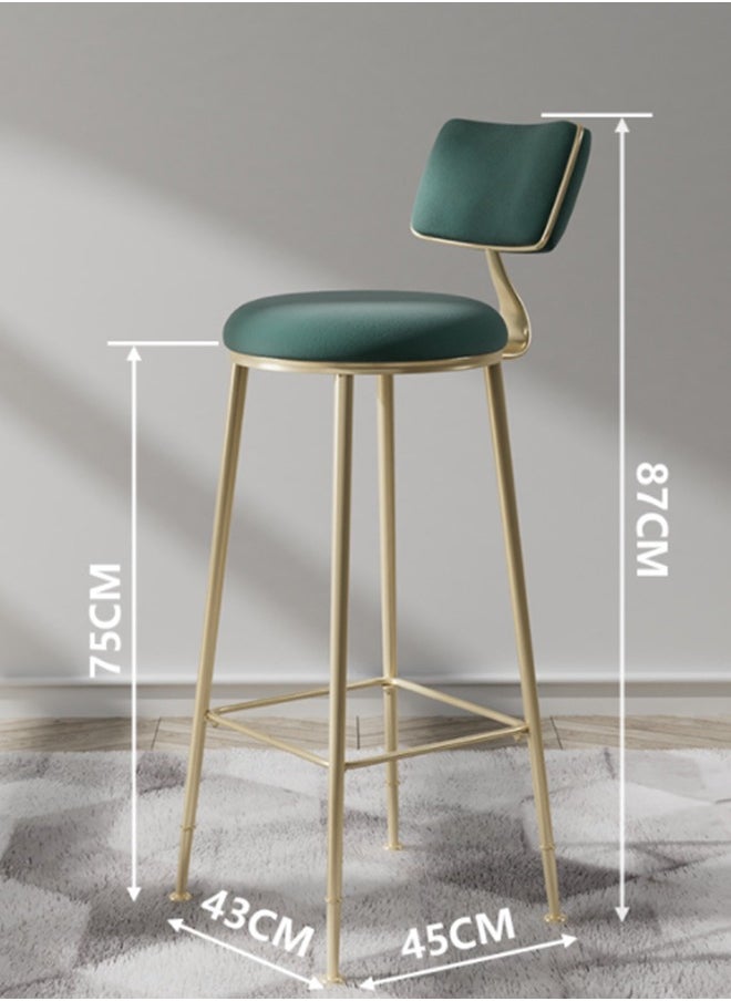 Generic Bar Stool,Chair Stool High Bar Chair,Metal Legs Heavy Duty Barstools with Back,Flannel Cushion Counter Height Chairs  - Image 2