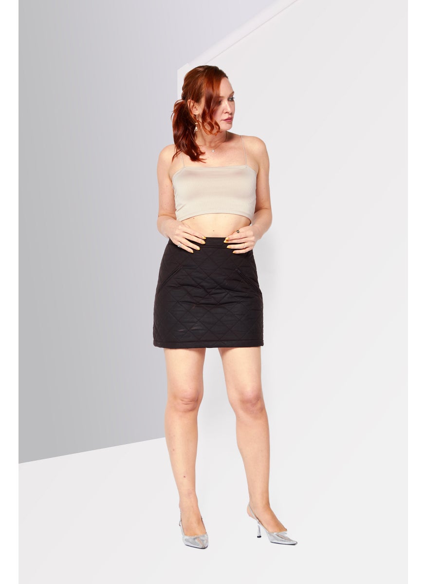 BURBERRY Women Quilted Mini Skirt, Dark Brown  - Image 2