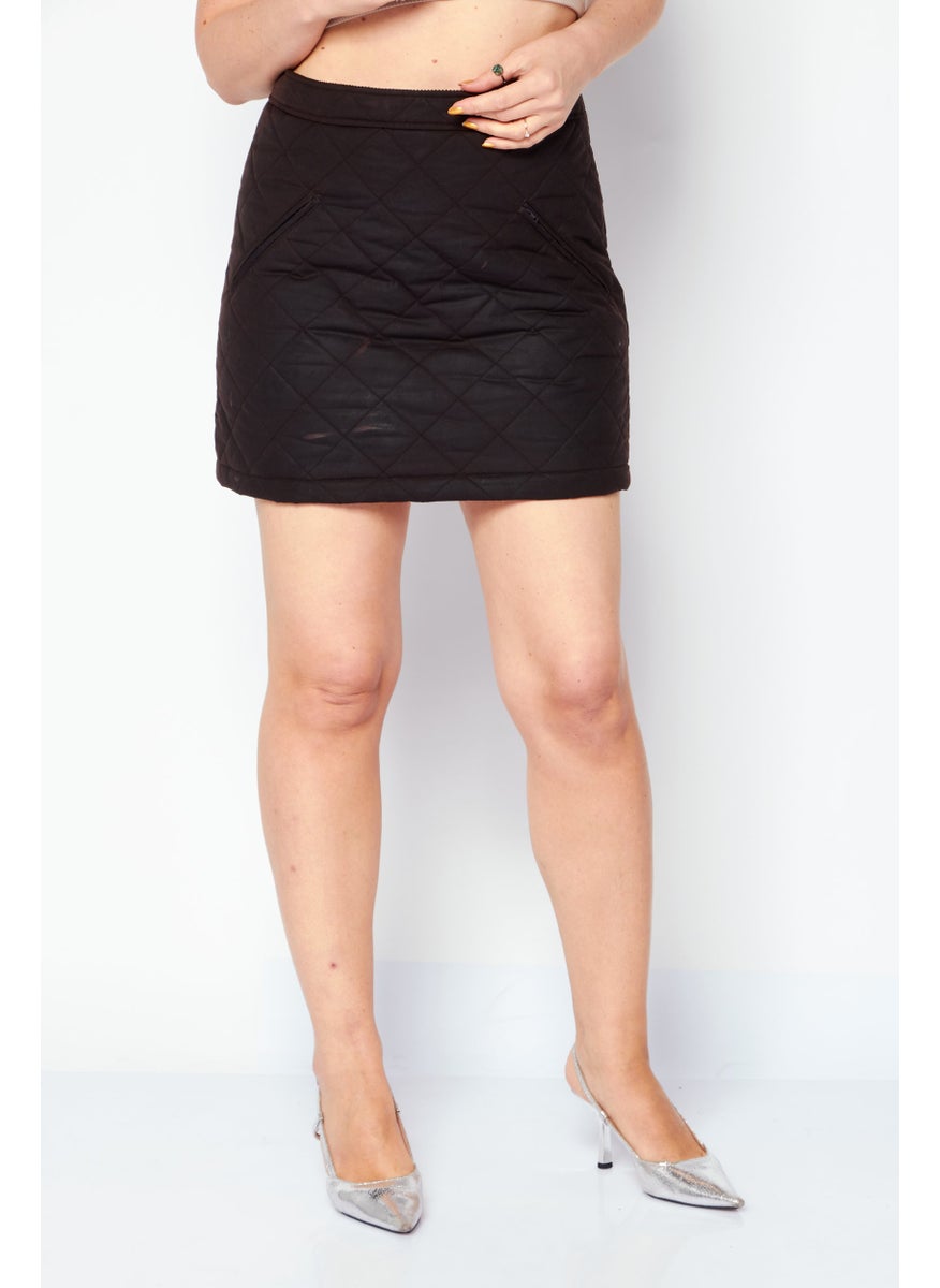 BURBERRY Women Quilted Mini Skirt, Dark Brown  - Image 1