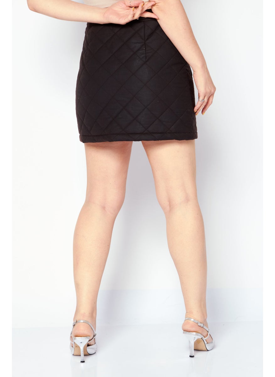 BURBERRY Women Quilted Mini Skirt, Dark Brown  - Image 4