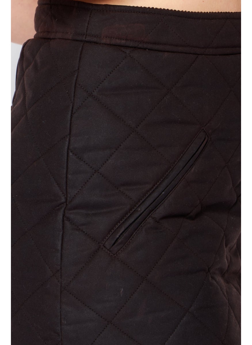 BURBERRY Women Quilted Mini Skirt, Dark Brown  - Image 3