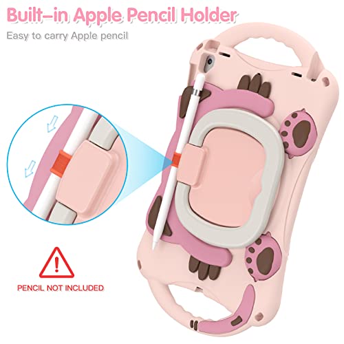 ProElite Tough Kids case Cover for Apple iPad 9.7" 2017 2018 5th Gen/6th Gen Air 1 Air 2 Pro 9.7 (A1893/A1954) with Rotating Kickstand & Shoulder Strap, Pink - Image 2