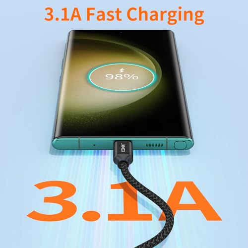 JXMOX USB Type C Cable,USB A to USB C 3A Fast Charging (3.3ft 2-Pack) Braided Charge Cord Compatible with iPhone 15 16 Pro Max,Samsung Galaxy S20 S10 S9 S8,Note 9 8,A11 A20 A51,LG G7 V35,Moto Z2 Z3 (Black) - Image 2