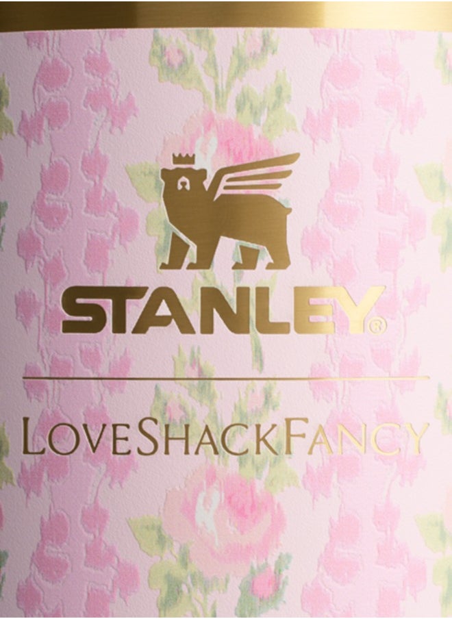 Stanley - Love Shack Fancy H2.0 Flow State 40oz Pink Rose Cortex Tumbler, Stainless Steel Vacuum Insulated Quencher with Lid, Straw, and Stopper, Ideal for Water and Iced Tea, Keeps Drinks Cold, Presented in Elegant Gift-Ready Packaging - Image 1
