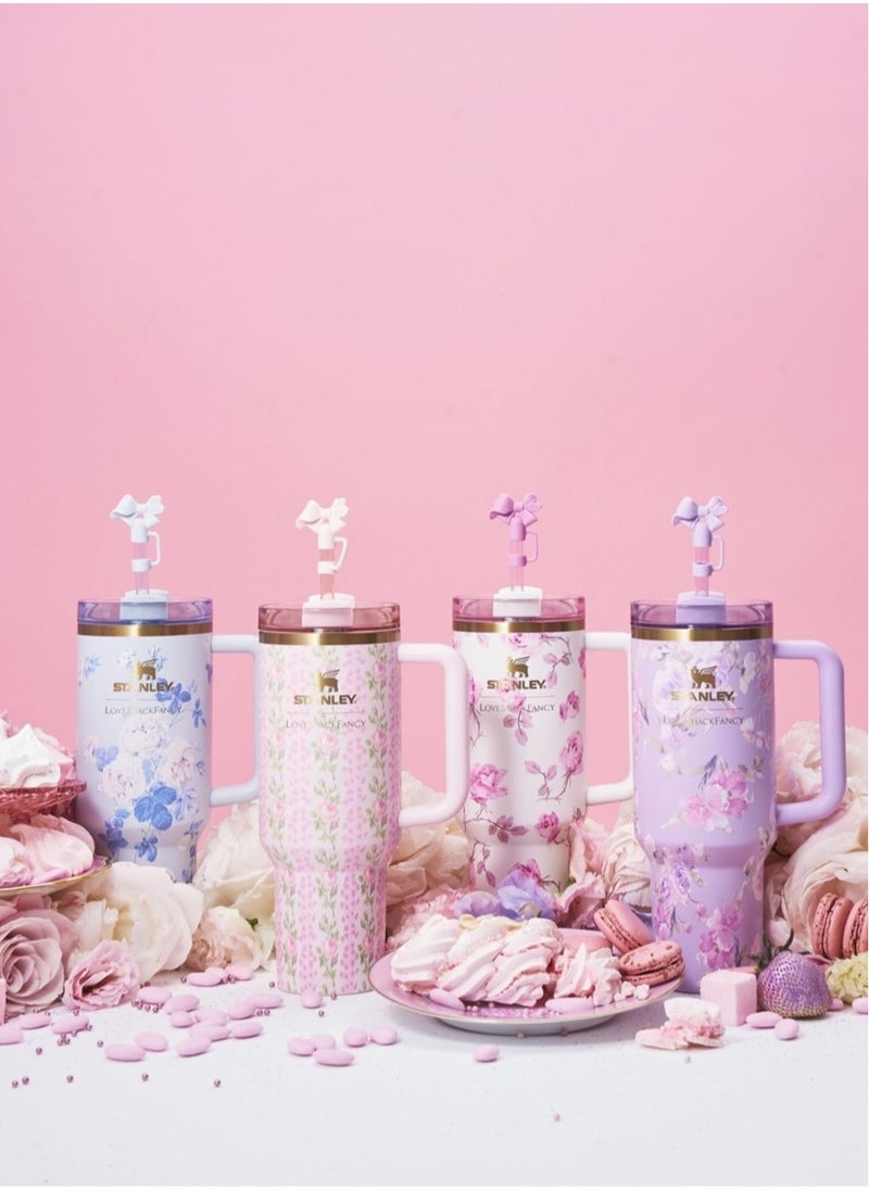 Stanley - Love Shack Fancy H2.0 Flow State 40oz Pink Rose Cortex Tumbler, Stainless Steel Vacuum Insulated Quencher with Lid, Straw, and Stopper, Ideal for Water and Iced Tea, Keeps Drinks Cold, Presented in Elegant Gift-Ready Packaging - Image 1