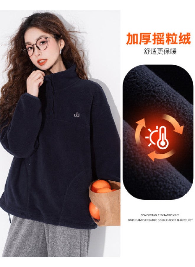 Jeanswest Polar Fleece Double-Sided Brushed Stand Collar Women'S Hoodie, Fleece Lined & Thickened, Cold Resistant, Loose Fit Casual Half-Zip Pullover Women'S Hoodie - Image 1