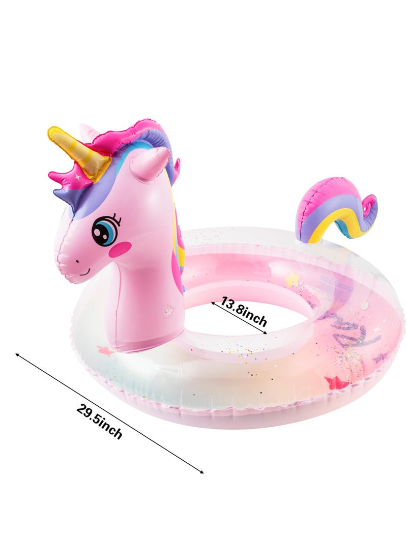 SYOSI Unicorn Inflatable Pool Float with Glitters, Gradient Pink Swimming Ring, Summer Outdoor Water Lounge Raft, Fun Beach Floaties, Vinyl Swim Floaty Pool Toys for Kids and Adults  - Image 5