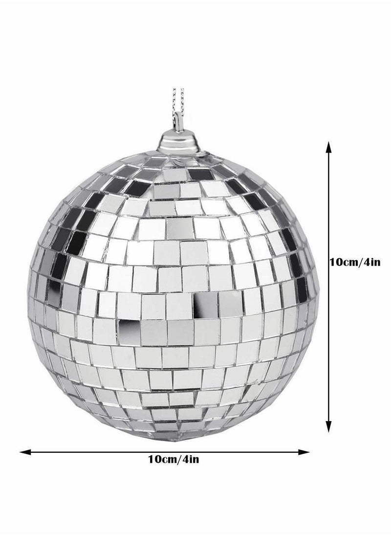 SYOSI - Disco Mirror Balls Silver Hanging Ball for 50s 60s 70s DJ Light Effect Party Home Decoration Stage Props School Festivals Favors and Supplies 4 Inch, 4inch, Silver, 2 Pcs - Image 1