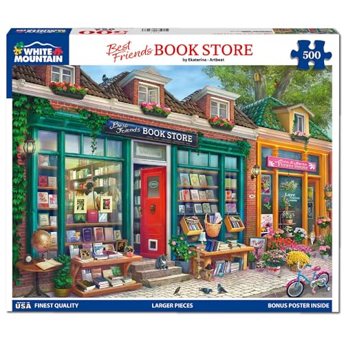White Mountain 500 Piece Jigsaw Puzzle Fun Nostalgic Puzzles with Large Pieces Gift for Adults and Family 18x24 Best Friends Book Store - Image 5