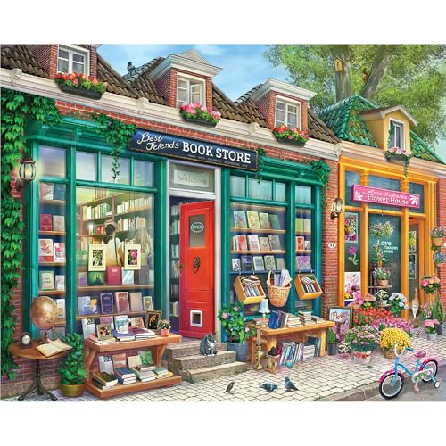 White Mountain 500 Piece Jigsaw Puzzle Fun Nostalgic Puzzles with Large Pieces Gift for Adults and Family 18x24 Best Friends Book Store - Image 1