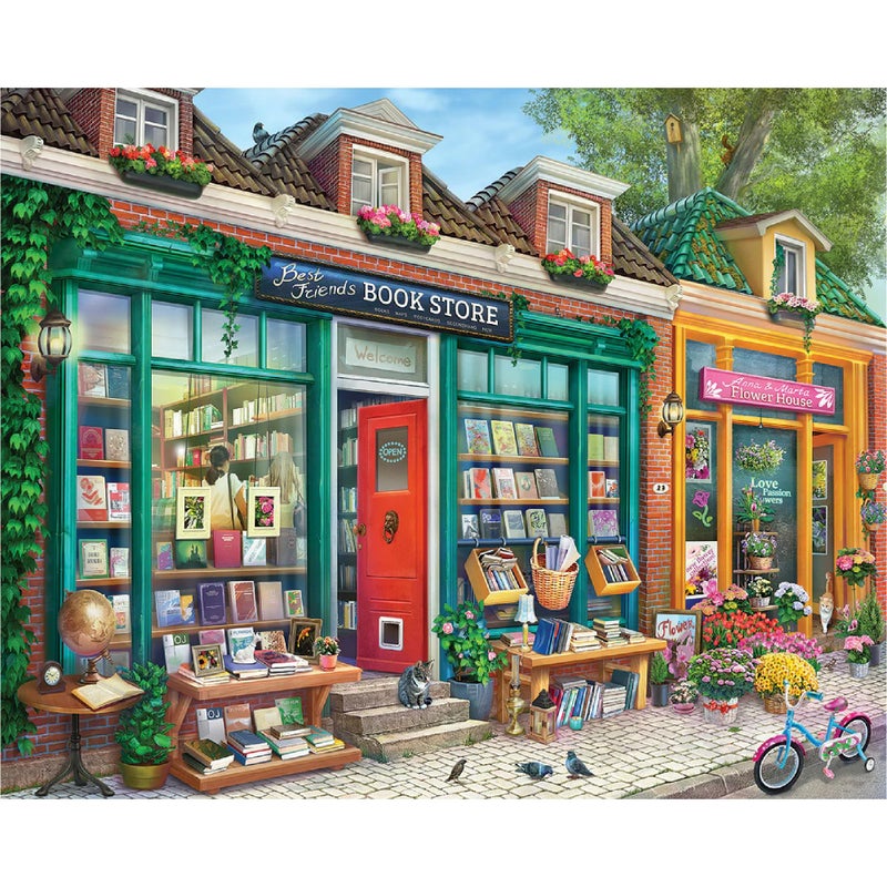 White Mountain 500 Piece Jigsaw Puzzle Fun Nostalgic Puzzles with Large Pieces Gift for Adults and Family 18x24 Best Friends Book Store - Image 3