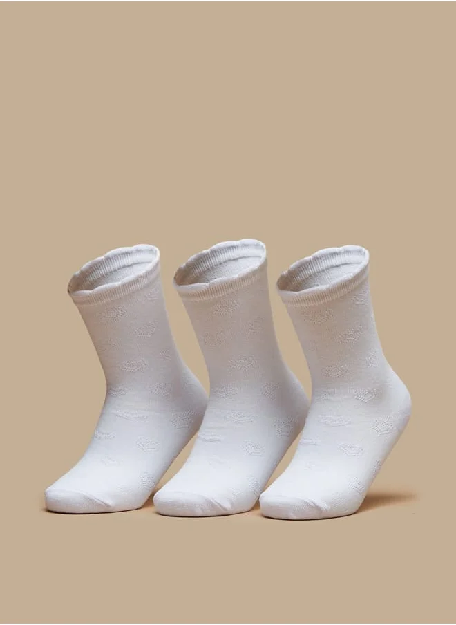 JUNIORS Girls Textured Crew Length Socks - Set of 3