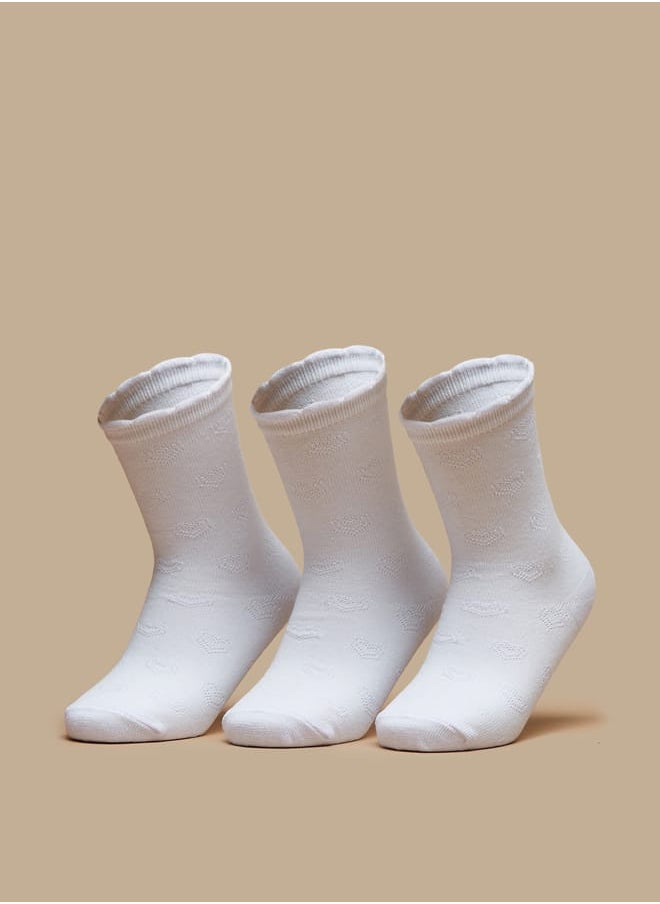 JUNIORS Girls Textured Crew Length Socks - Set of 3  - Image 1