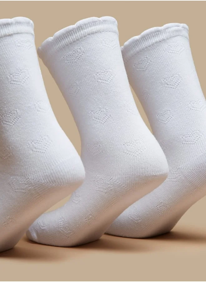 JUNIORS Girls Textured Crew Length Socks - Set of 3