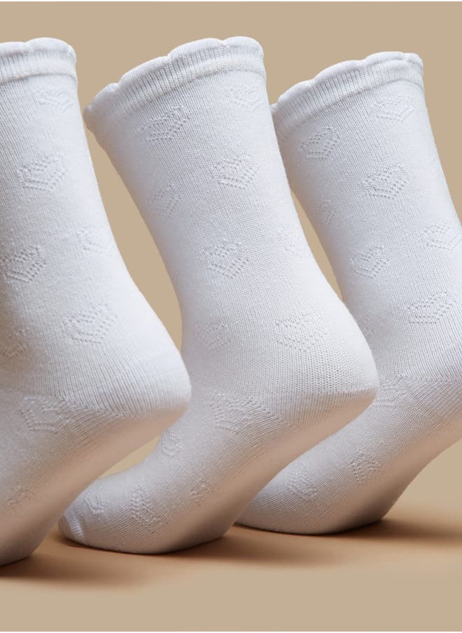 JUNIORS Girls Textured Crew Length Socks - Set of 3  - Image 2