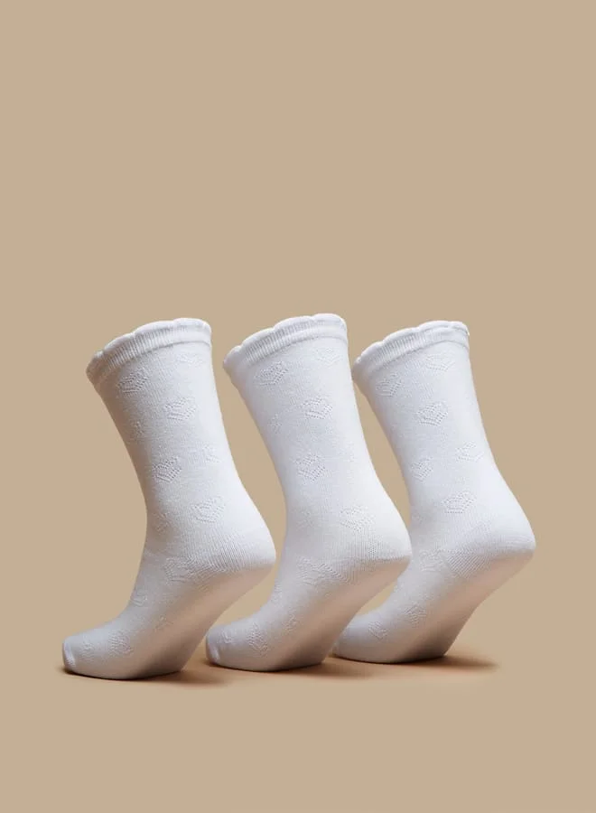 JUNIORS Girls Textured Crew Length Socks - Set of 3