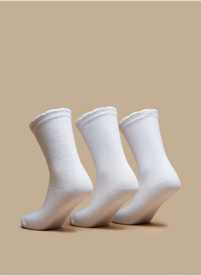 JUNIORS Girls Textured Crew Length Socks - Set of 3  - Image 3