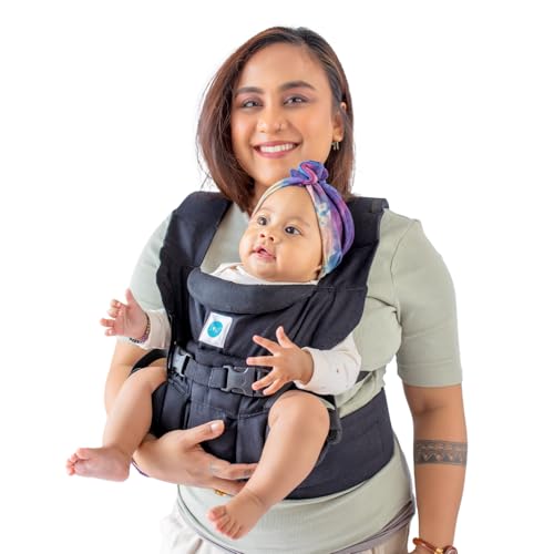 Soulslings 4-in-1 Lali Baby Carrier Bag, 100% Cotton - Black | Compact & Lightweight (400g) | Adjustable for 0-24 Months (4-15kg) | Machine Washable & Handwashable | Breastfeeding Friendly | - Image 1