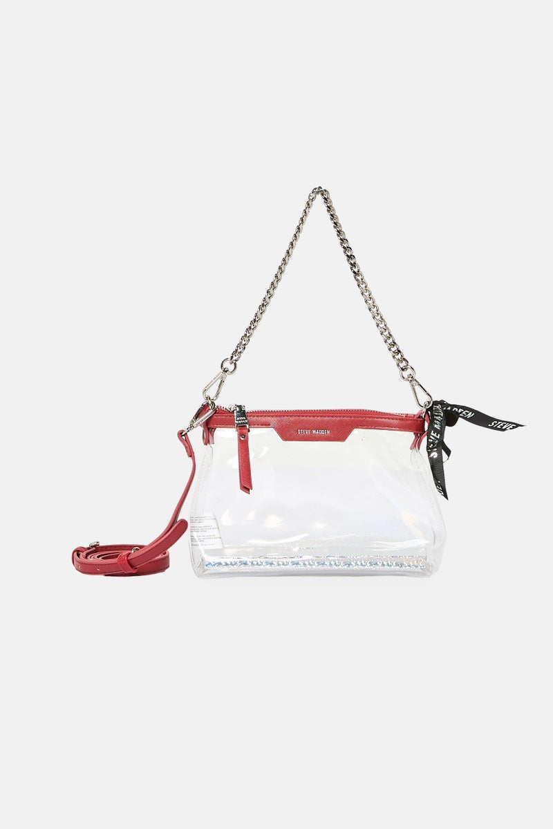 STEVE MADDEN حقيبة ساتشيل بشعار العلامة التجارية للنساء مع محفظة بطاقات، حمراء - Image 4