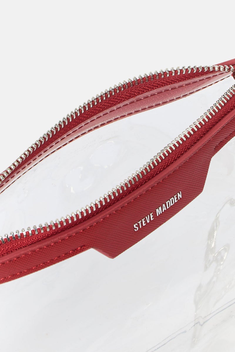 STEVE MADDEN حقيبة ساتشيل بشعار العلامة التجارية للنساء مع محفظة بطاقات، حمراء - Image 3