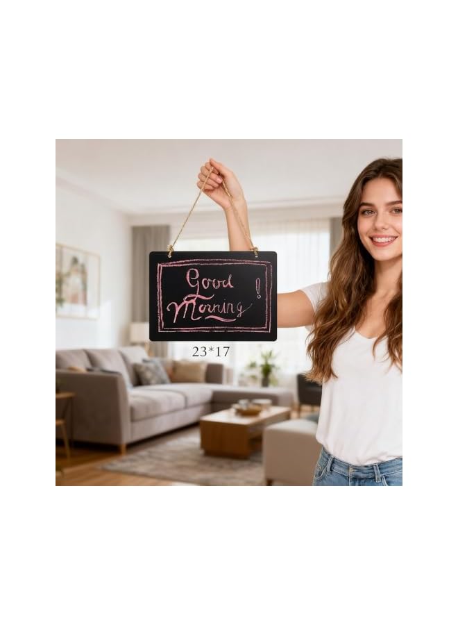 jaexest Wooden  Double Sided Hanging Chalkboard Signs, Vintage Erasable Message Board Sign with Hanging String for Wedding Kitchen Home Party Decoration - Image 5