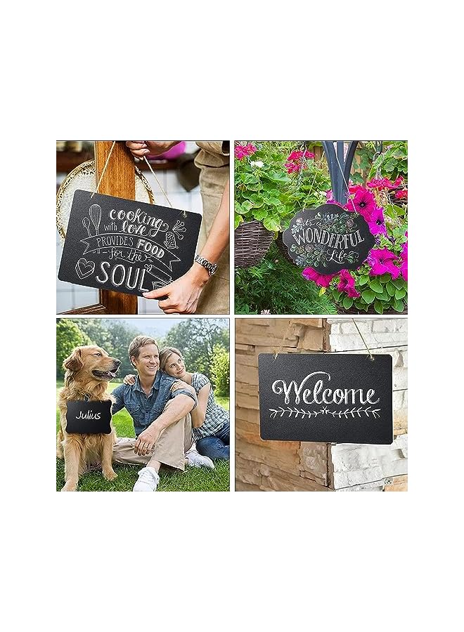 jaexest Wooden  Double Sided Hanging Chalkboard Signs, Vintage Erasable Message Board Sign with Hanging String for Wedding Kitchen Home Party Decoration - Image 3