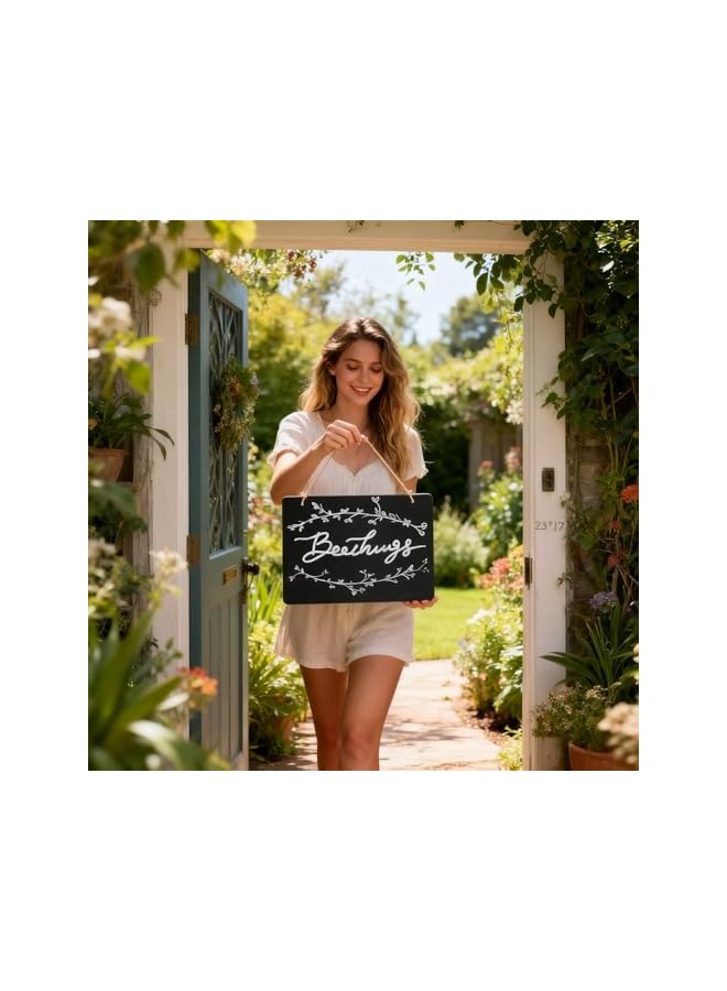 jaexest Wooden  Double Sided Hanging Chalkboard Signs, Vintage Erasable Message Board Sign with Hanging String for Wedding Kitchen Home Party Decoration - Image 4
