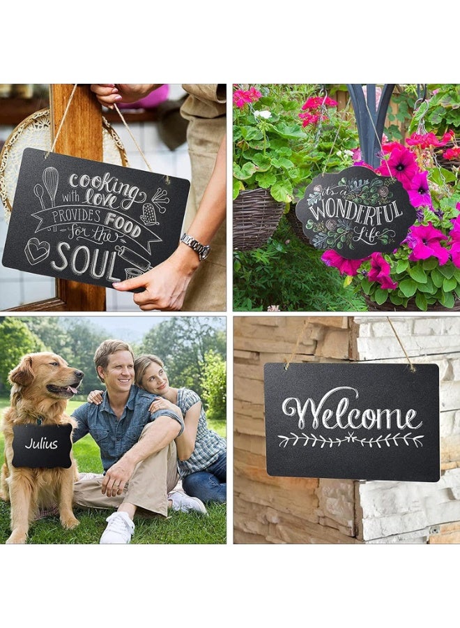 jaexest Wooden  Double Sided Hanging Chalkboard Signs, Vintage Erasable Message Board Sign with Hanging String for Wedding Kitchen Home Party Decoration - Image 3