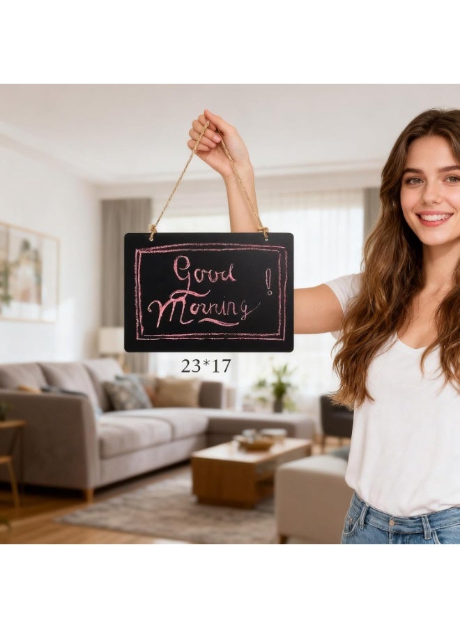 jaexest Wooden  Double Sided Hanging Chalkboard Signs, Vintage Erasable Message Board Sign with Hanging String for Wedding Kitchen Home Party Decoration - Image 5
