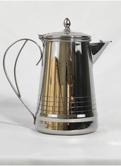 HTH Classic Arabic Style Engraved Design Coffee Dallah Pot Rustproof Premium Stainless Steel Teapot Mirror Finish Coffee Kettle Milk Pot Easy Pour Anti Spill Spout Tea Kettle with Hinged Lid and Ergonomic Handle Dishwasher Safe Induction Safe Teapot for Office Home 1/1.5/2 L  - Image 2