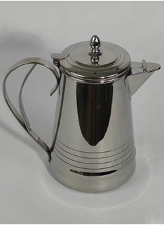HTH Classic Arabic Style Engraved Design Coffee Dallah Pot Rustproof Premium Stainless Steel Teapot Mirror Finish Coffee Kettle Milk Pot Easy Pour Anti Spill Spout Tea Kettle with Hinged Lid and Ergonomic Handle Dishwasher Safe Induction Safe Teapot for Office Home 1/1.5/2 L  - Image 4