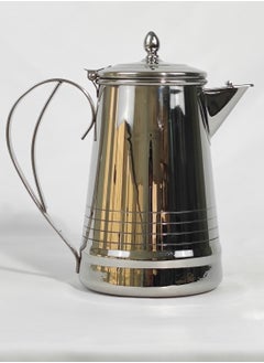 HTH Classic Arabic Style Engraved Design Coffee Dallah Pot Rustproof Premium Stainless Steel Teapot Mirror Finish Coffee Kettle Milk Pot Easy Pour Anti Spill Spout Tea Kettle with Hinged Lid and Ergonomic Handle Dishwasher Safe Induction Safe Teapot for Office Home 1/1.5/2 L  - Image 3