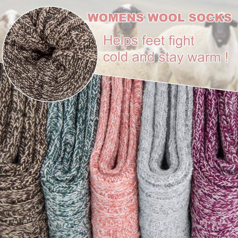 YSense Womens Wool Socks, Winter Boot Socks Stocking Stuffers Gifts for Women Men Warm Crew for Hiking - Image 5
