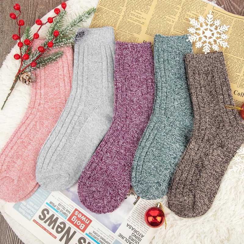 YSense Womens Wool Socks, Winter Boot Socks Stocking Stuffers Gifts for Women Men Warm Crew for Hiking - Image 2