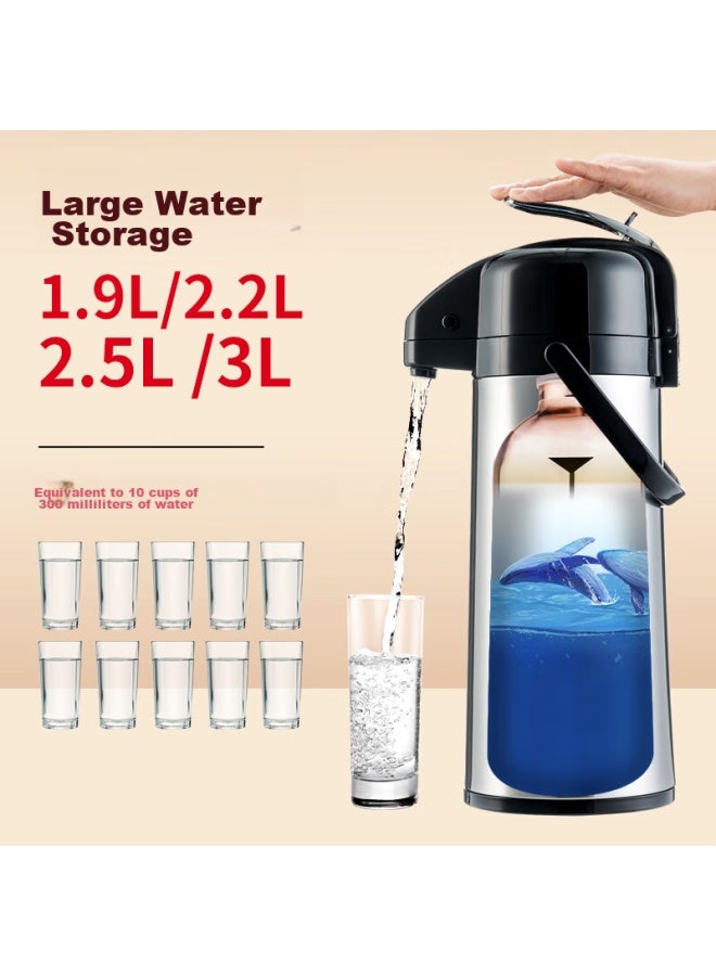 Tianxi Pressure Insulated Thermos, Large Capacity Vacuum Flask, Hot Water Bottle, Glass Inner Liner, Push-on Warm Pot, 2.5l - Image 1