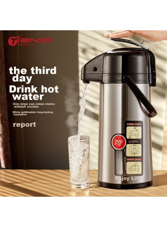 Tianxi Pressure Insulated Thermos, Large Capacity Vacuum Flask, Hot Water Bottle, Glass Inner Liner, Push-on Warm Pot, 2.5l - Image 4