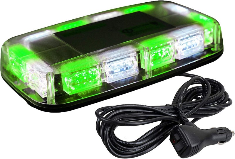 ASPL 48LED Roof Top Strobe Lights, High Visibility Emergency Safety Warning LED Mini Strobe Light bar with Magnetic Base for 12-24V Snow Plow, Trucks, Construction Vehicles (Green/White) - Image 1