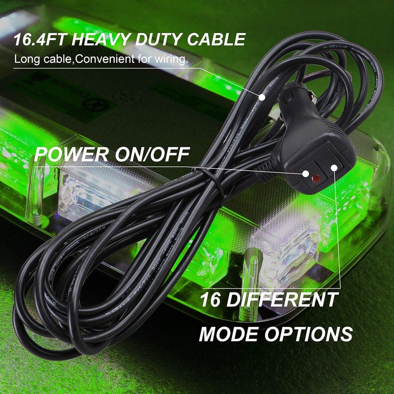 ASPL 48LED Roof Top Strobe Lights, High Visibility Emergency Safety Warning LED Mini Strobe Light bar with Magnetic Base for 12-24V Snow Plow, Trucks, Construction Vehicles (Green/White) - Image 5